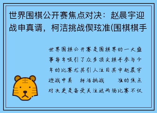 世界围棋公开赛焦点对决：赵晨宇迎战申真谞，柯洁挑战偰玹准(围棋棋手赵晨宇)