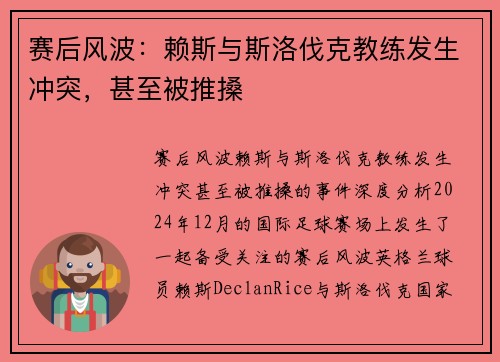 赛后风波：赖斯与斯洛伐克教练发生冲突，甚至被推搡